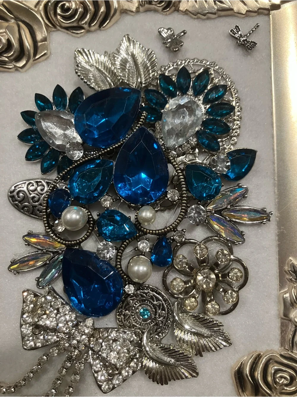 Blue Gem Floral Wall Decor Frame